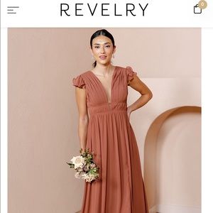 REVELRY Cora Chiffon Dress, Cinnamon Rose, Size 4